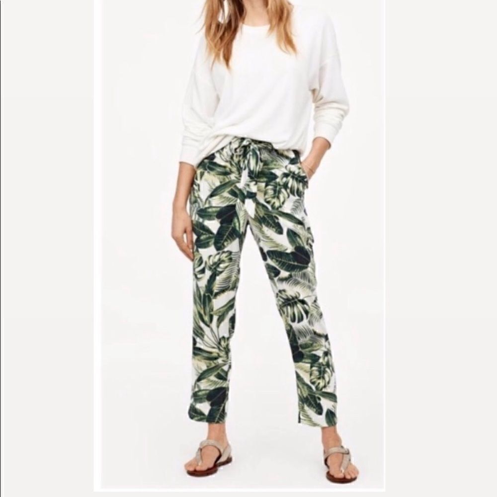 H&M tropical leaf pants size 2